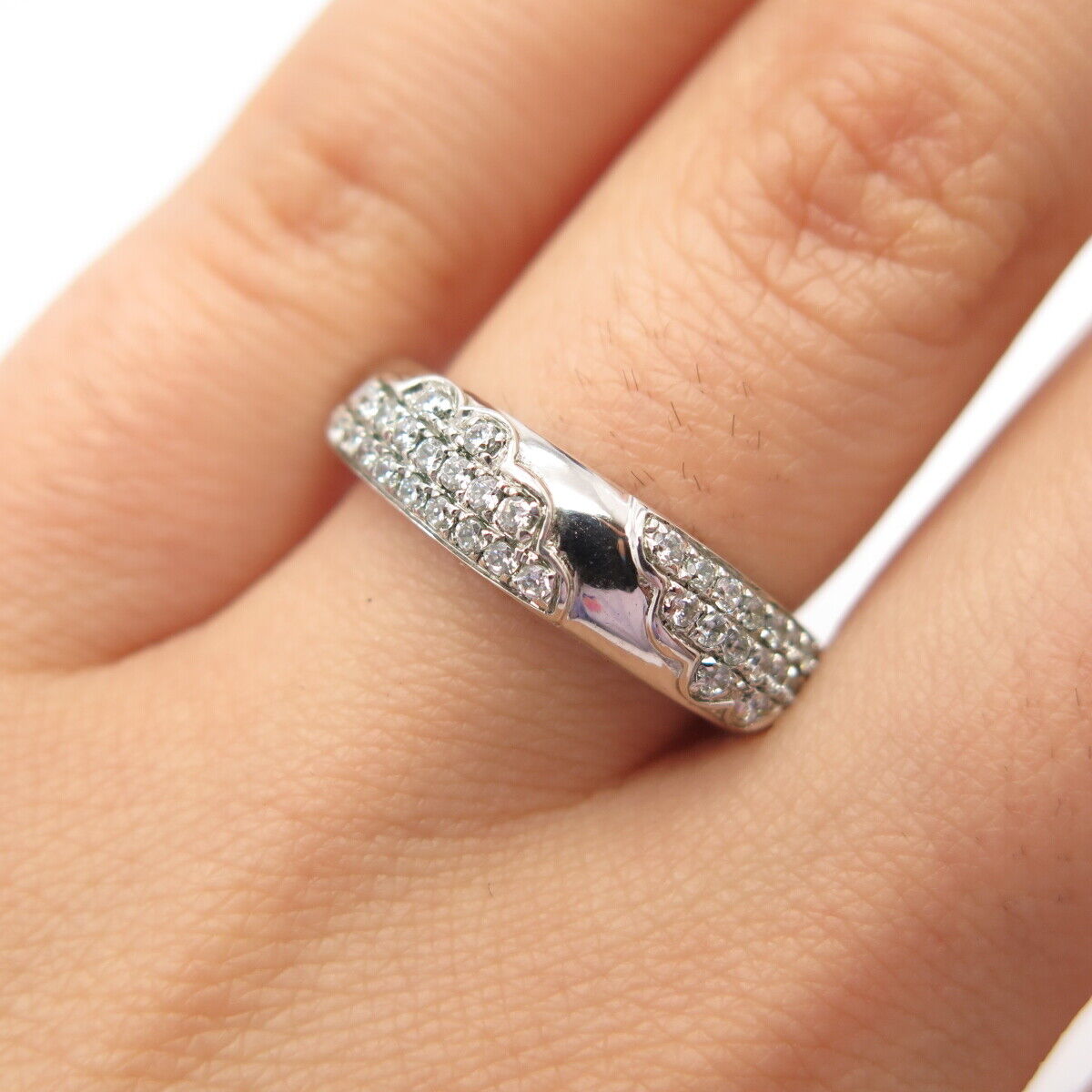 925 Sterling Silver Pave C Z Ring Size 7