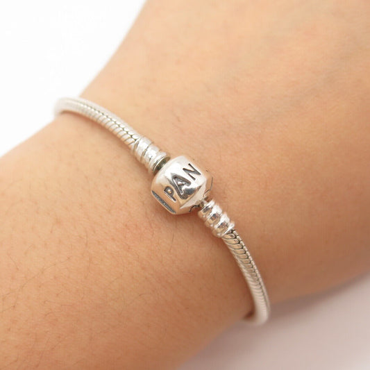 925 Sterling Silver Pandora Barrel Clasp Snake Link Bracelet 6 1/4"