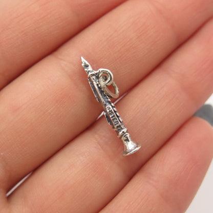 925 Sterling Silver Vintage Trumpet Musical Instrument Charm Pendant