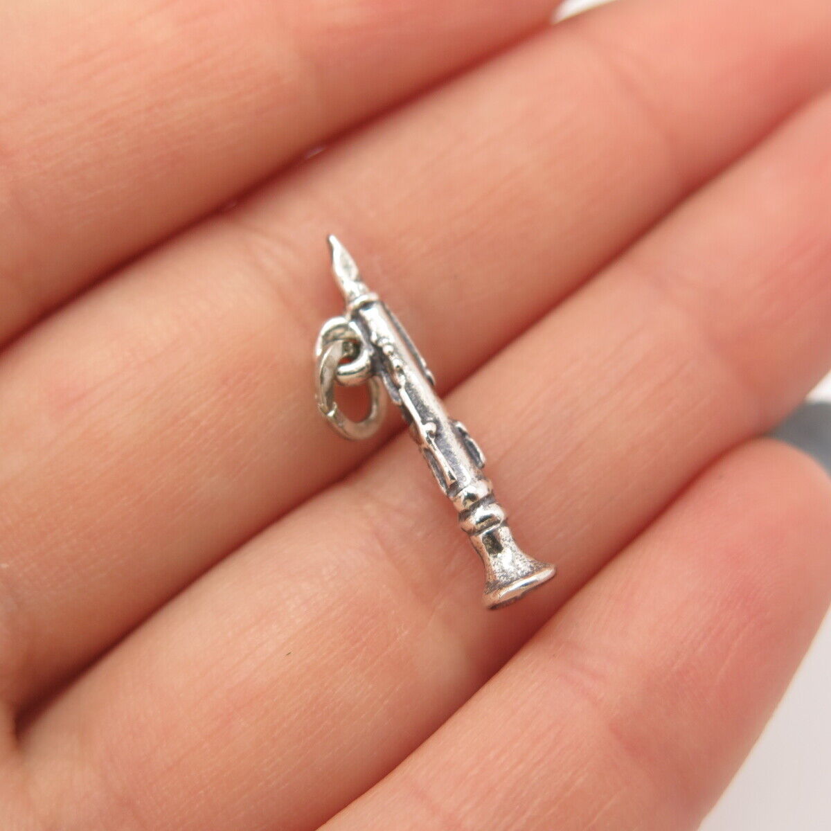 925 Sterling Silver Vintage Trumpet Musical Instrument Charm Pendant