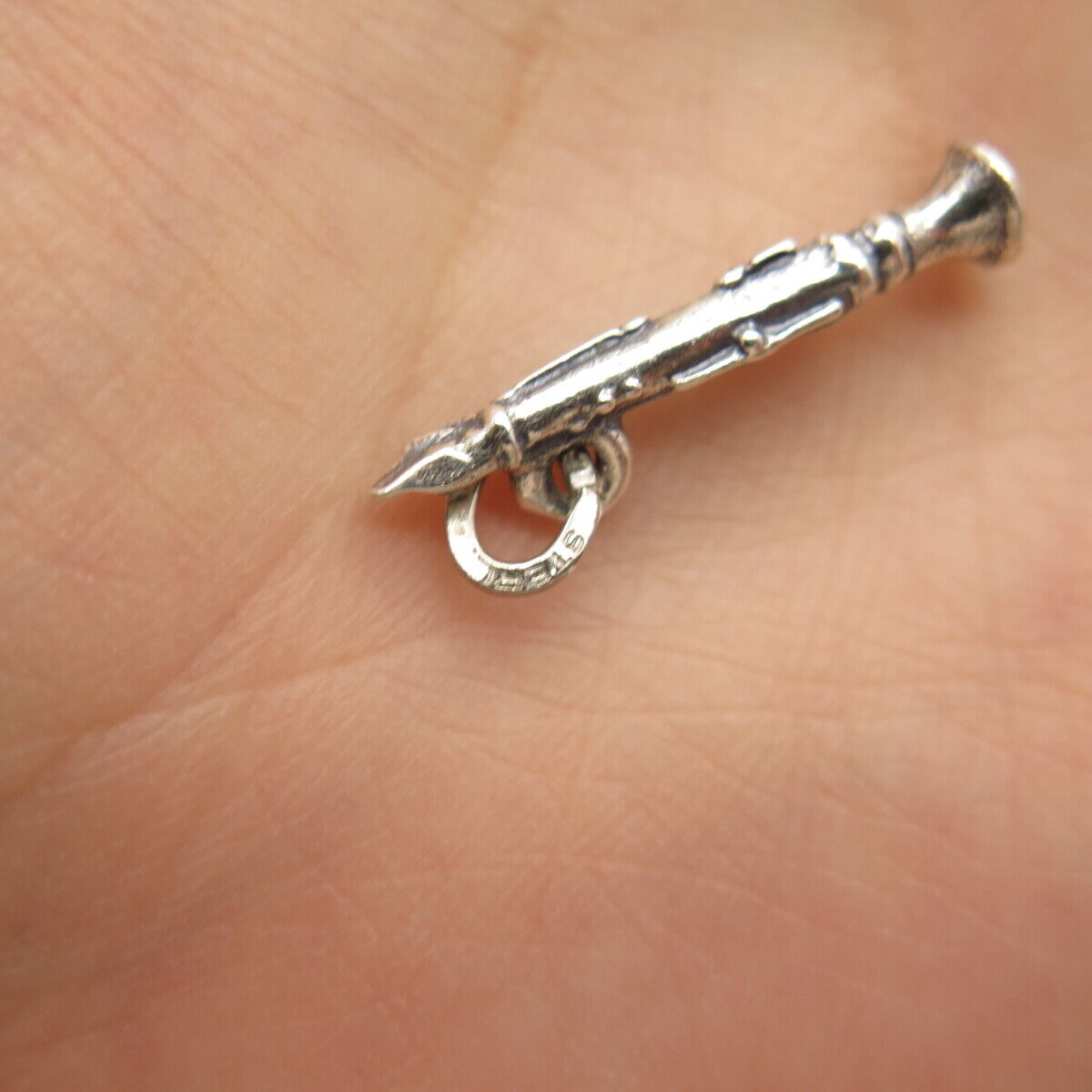 925 Sterling Silver Vintage Trumpet Musical Instrument Charm Pendant