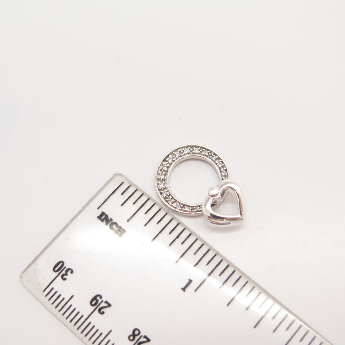 925 Sterling Silver Vintage C Z Heart Slide Pendant