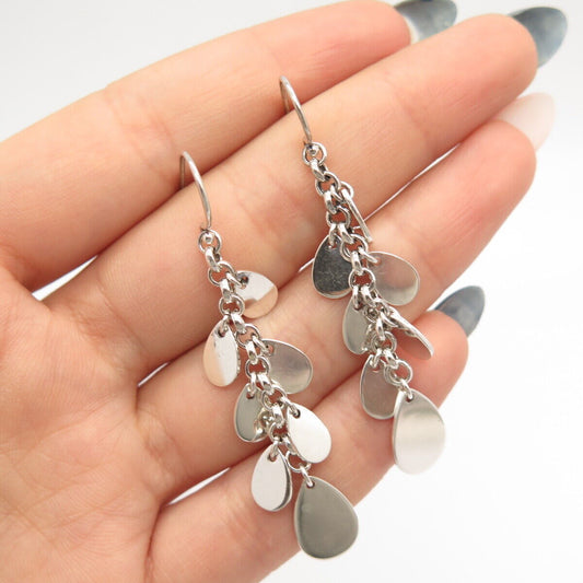 925 Sterling Silver Rolo Chain Dangling Earrings