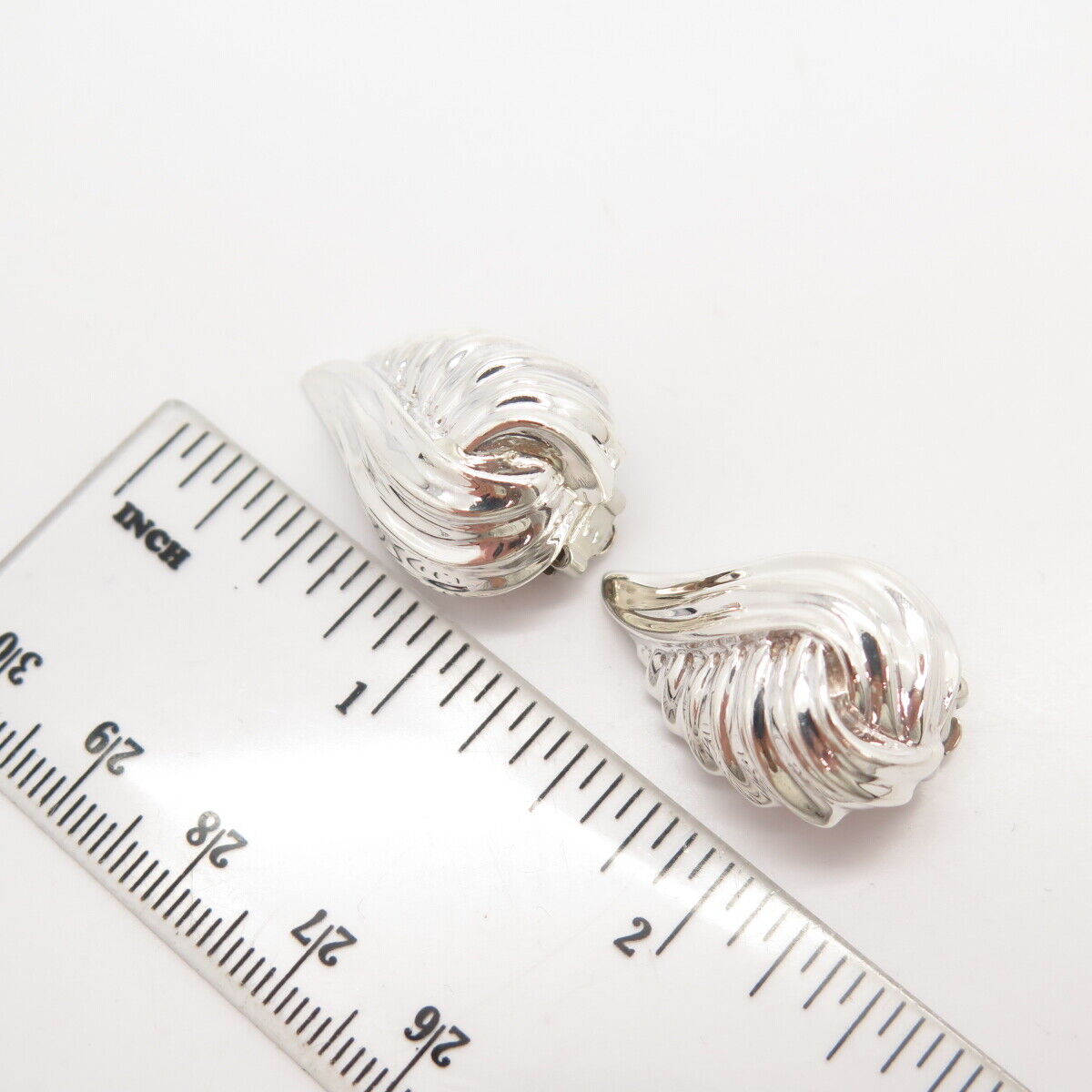 925 Sterling Silver Vintage Ribbed Clip On Earrings