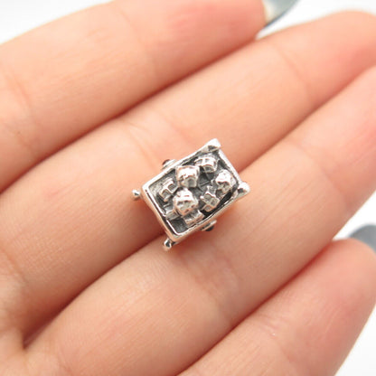 925 Sterling Silver Pandora Red Garnet-Tone Glass Christmas Sleigh Bead Charm