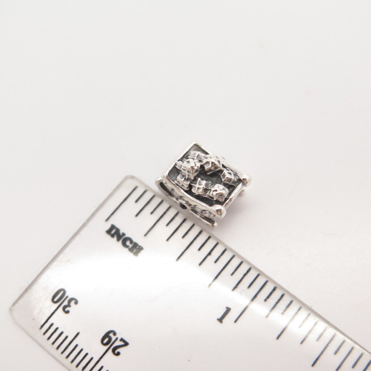 925 Sterling Silver Pandora Red Garnet-Tone Glass Christmas Sleigh Bead Charm