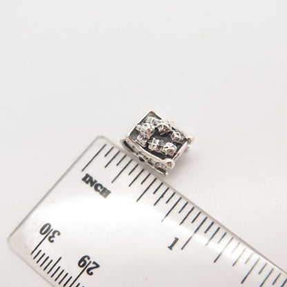 925 Sterling Silver Pandora Red Garnet-Tone Glass Christmas Sleigh Bead Charm