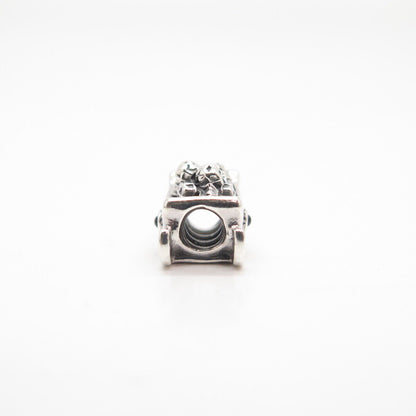 925 Sterling Silver Pandora Red Garnet-Tone Glass Christmas Sleigh Bead Charm