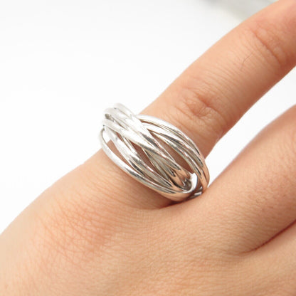 925 Sterling Silver Multi-Circle Interlocked Ring Size 5