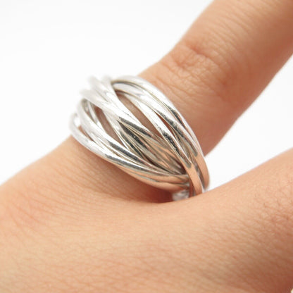 925 Sterling Silver Multi-Circle Interlocked Ring Size 5