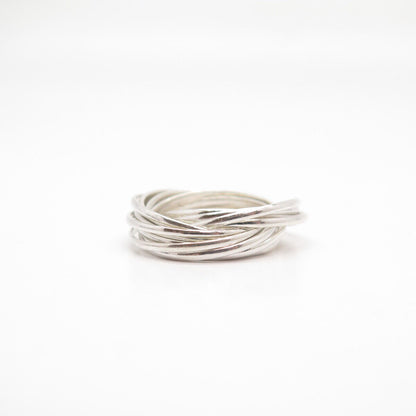 925 Sterling Silver Multi-Circle Interlocked Ring Size 5