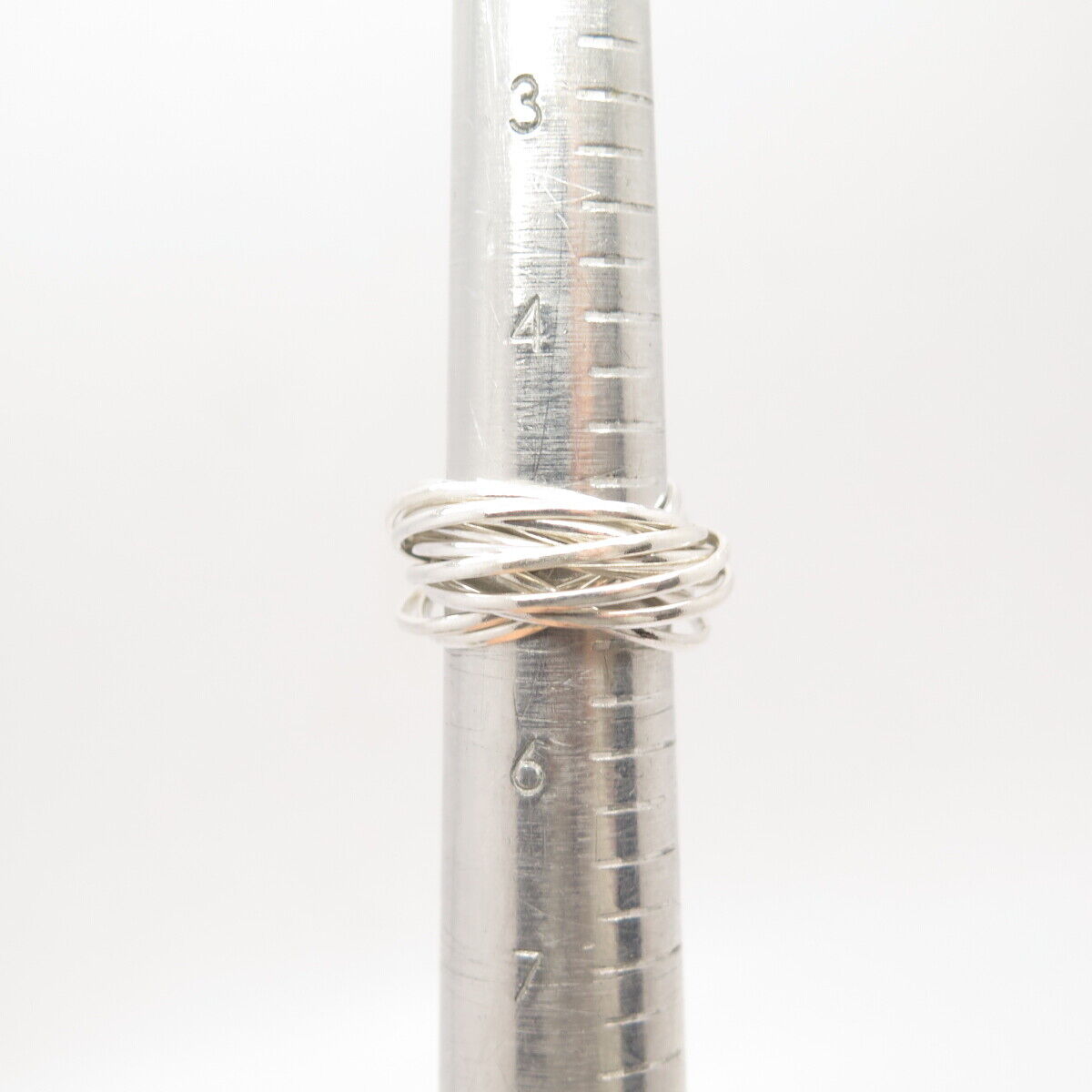 925 Sterling Silver Multi-Circle Interlocked Ring Size 5