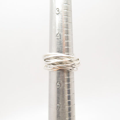 925 Sterling Silver Multi-Circle Interlocked Ring Size 5