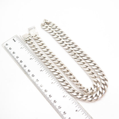 925 Sterling Silver Vintage Mexico Cuban Chain Necklace 24"