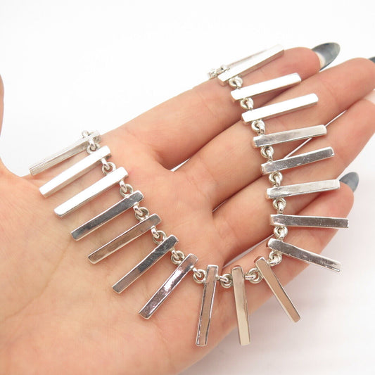 925 Sterling Silver Vintage Mexico Modernist Chain Necklace 17"