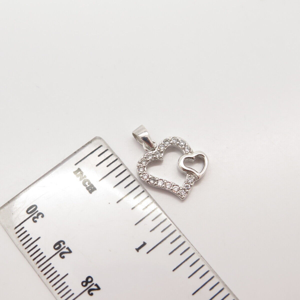 925 Sterling Silver C Z Couple of Heart Pendant