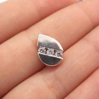 925 Sterling Silver Round-Cut C Z Slide Pendant