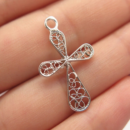 925 Sterling Silver Vintage Cross Ornate Pendant