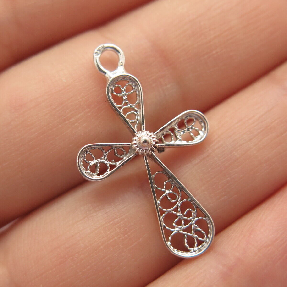 925 Sterling Silver Vintage Cross Ornate Pendant