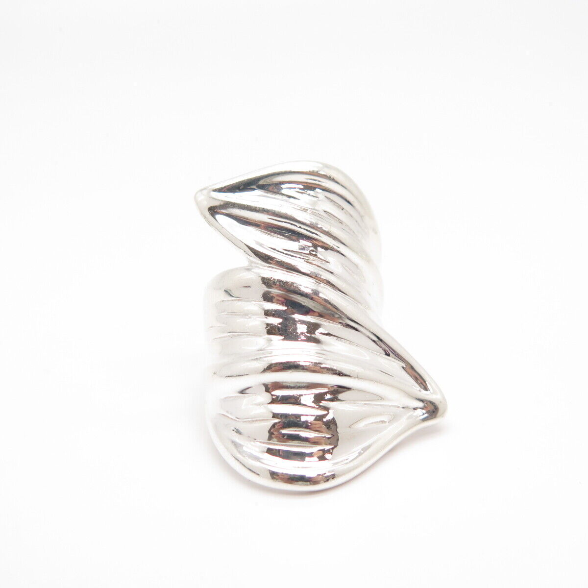 925 Sterling Silver Vintage Ribbed Statement Ring Size 6.5