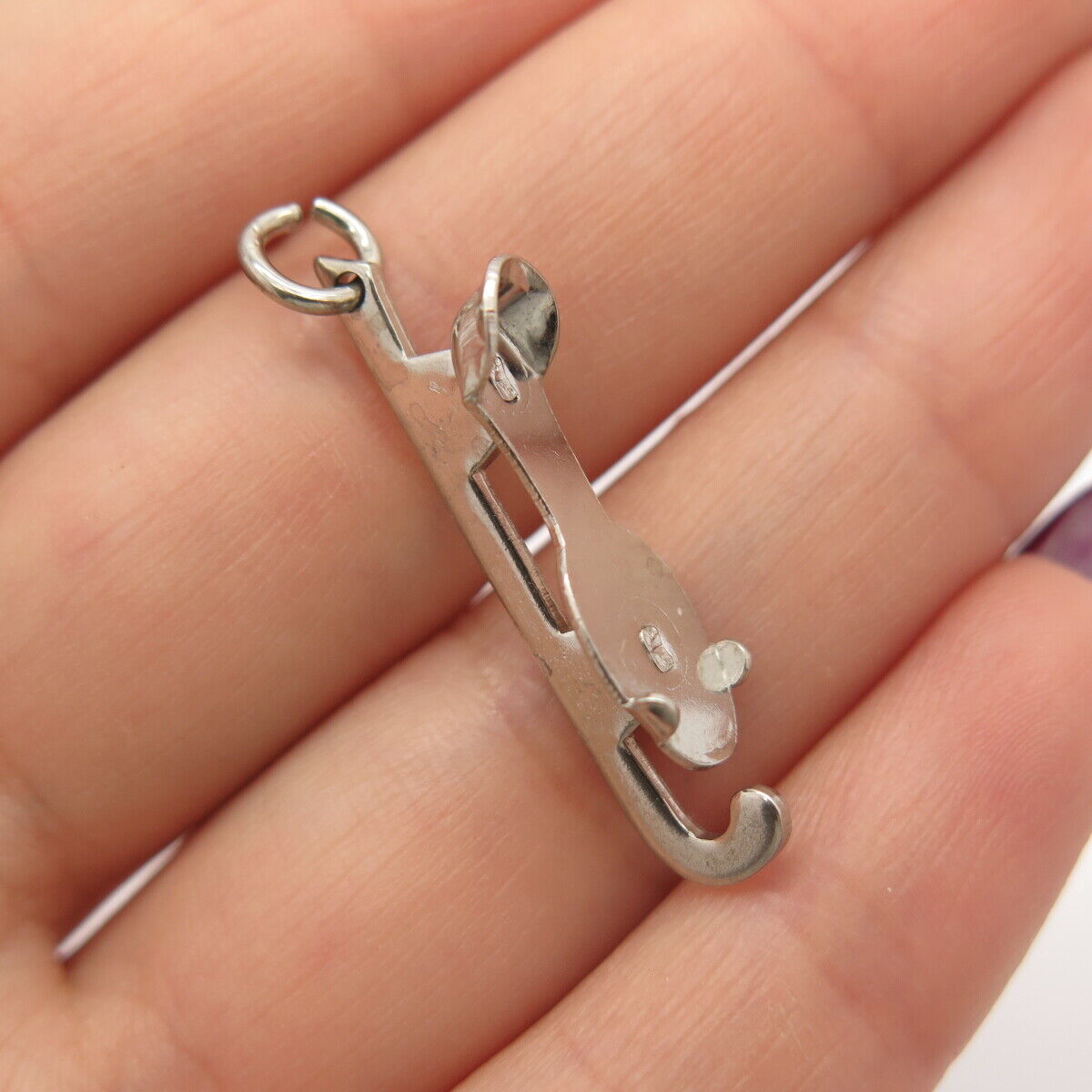 925 Sterling Silver Vintage Old Skate Charm Pendant