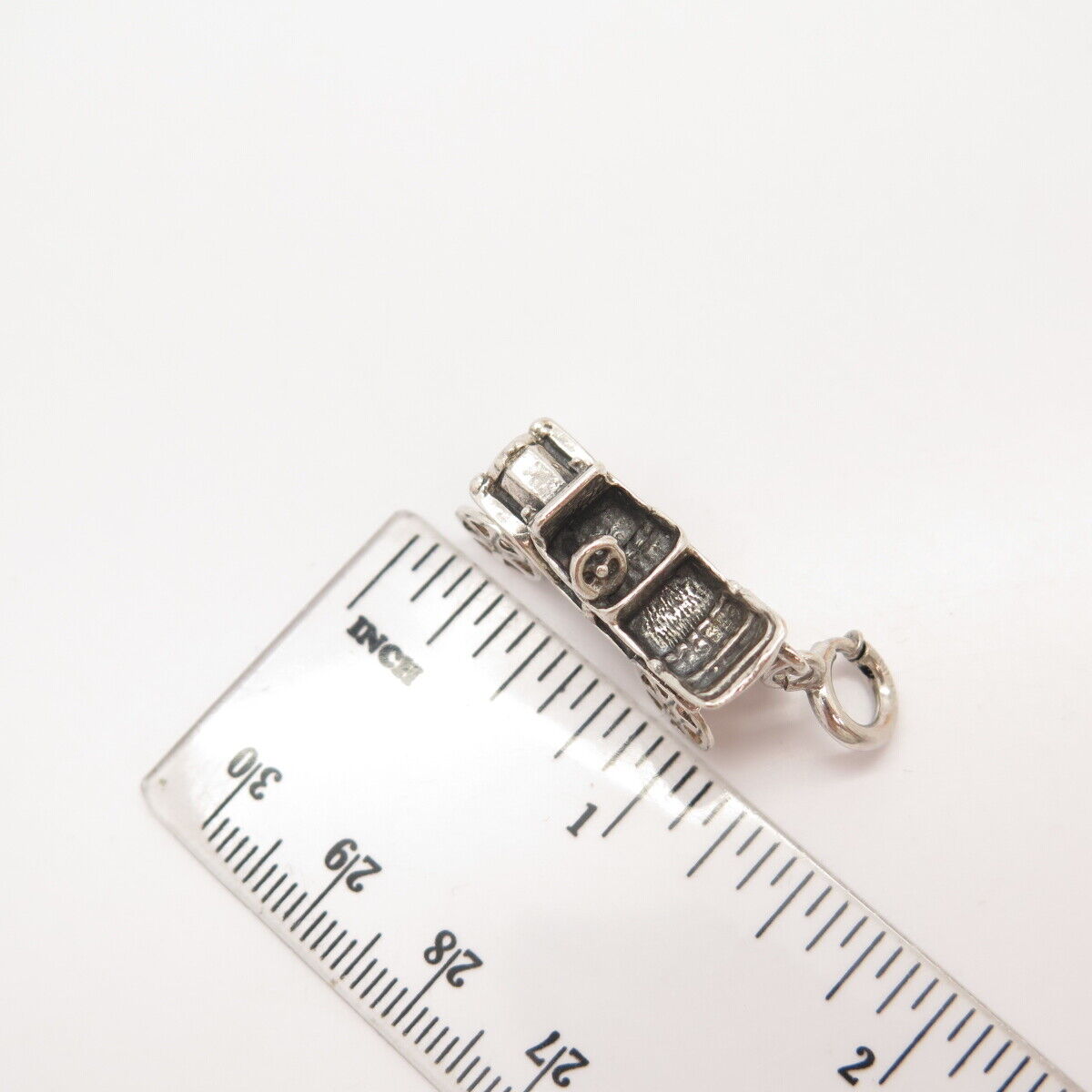 925 Sterling Silver Vintage Retro Car Movable Charm Pendant