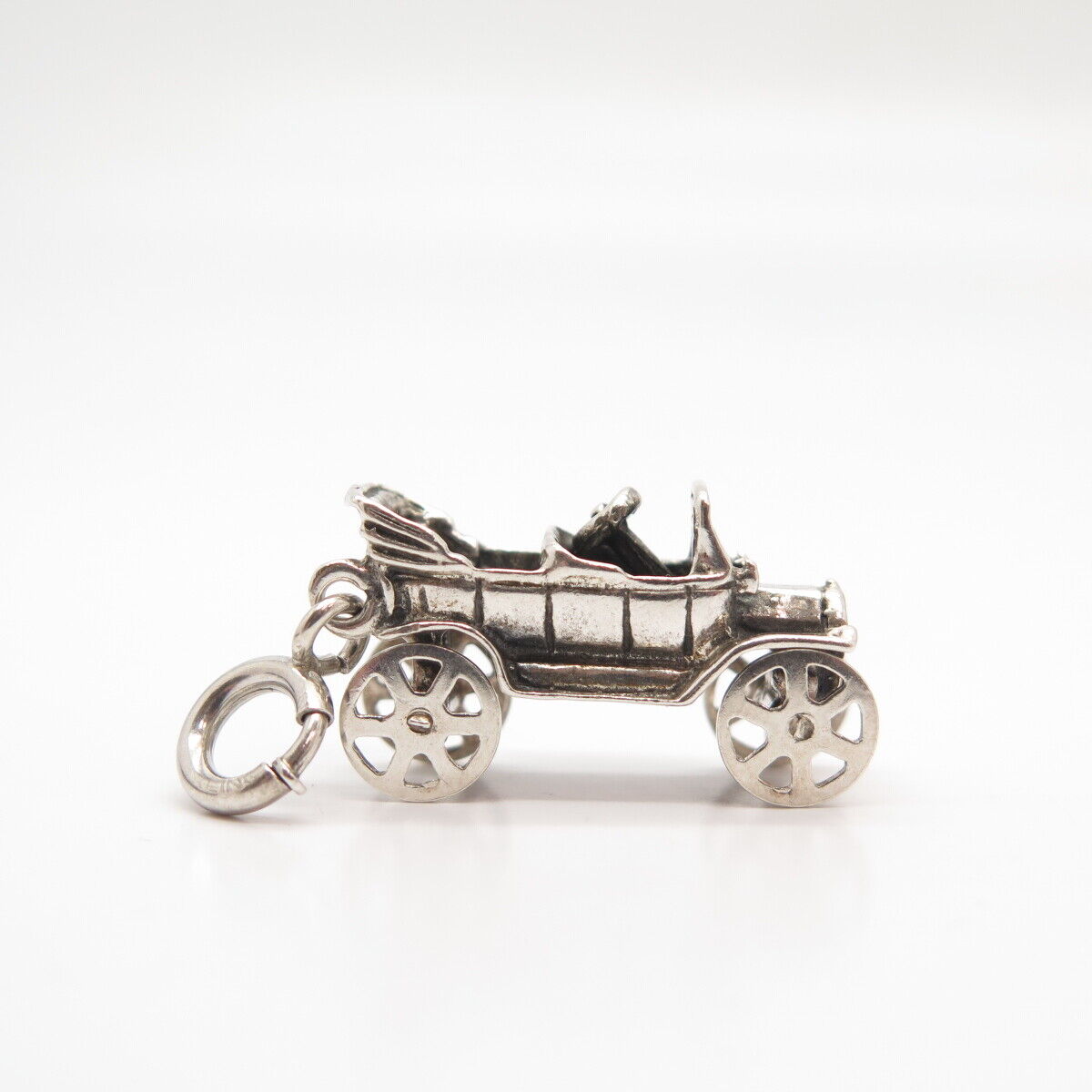 925 Sterling Silver Vintage Retro Car Movable Charm Pendant