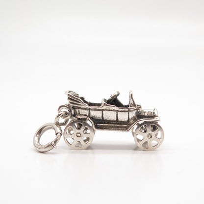 925 Sterling Silver Vintage Retro Car Movable Charm Pendant