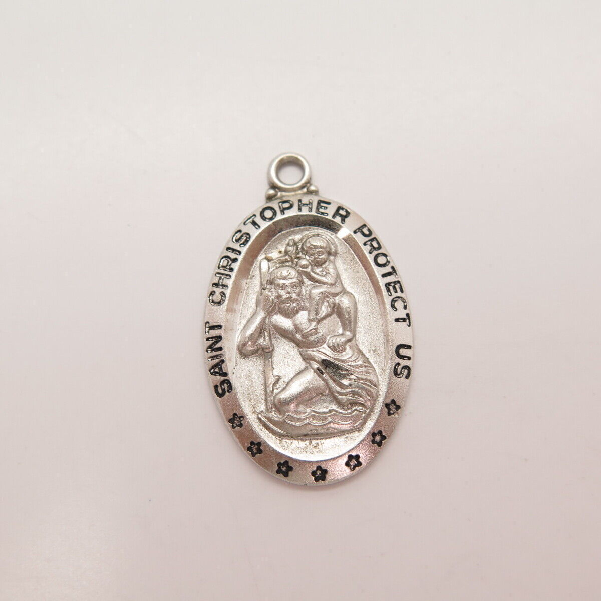 925 Sterling Silver Vintage St. Christopher Religious Pendant