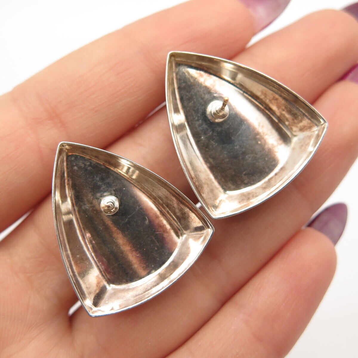 925 Sterling Silver Vintage Modernist Earrings