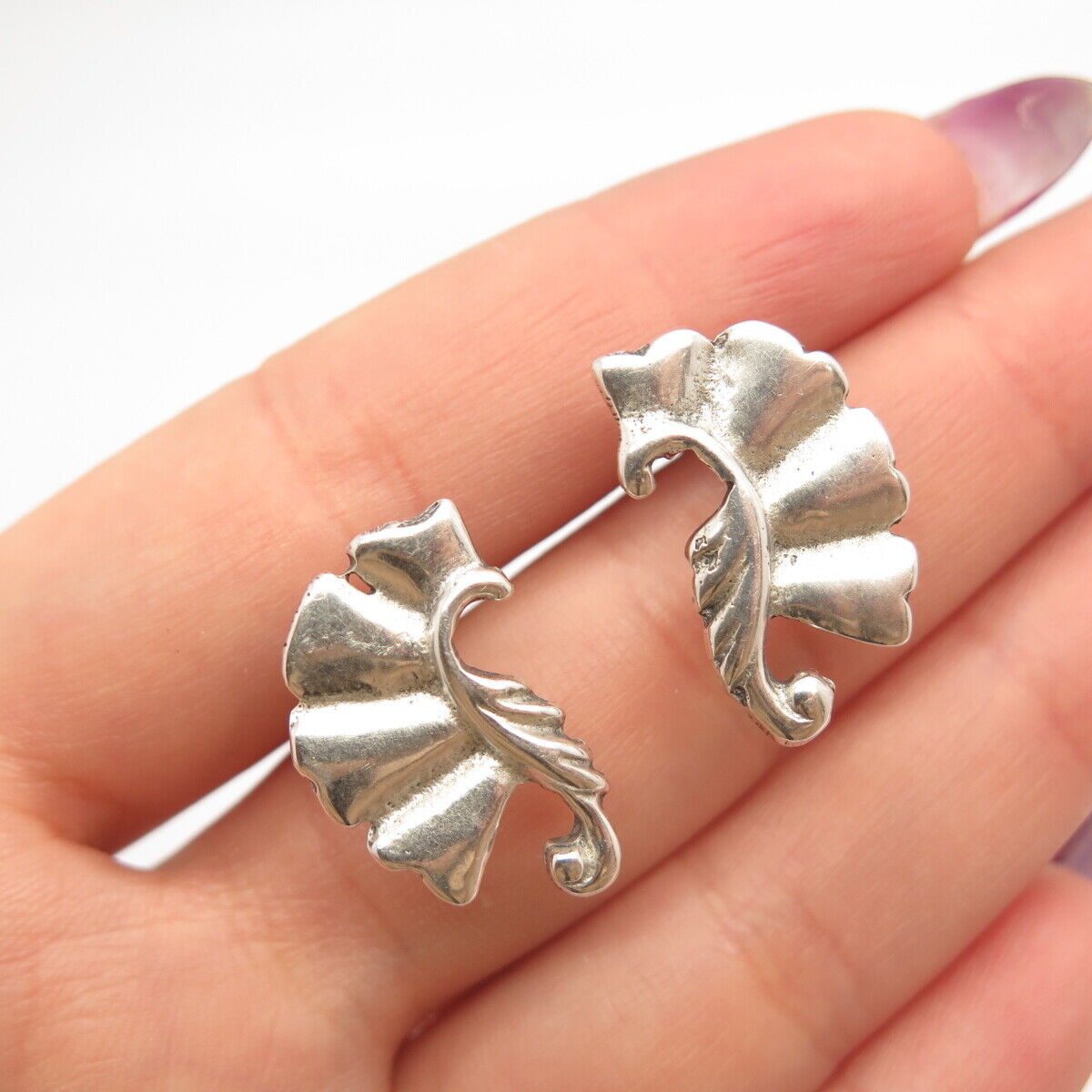 925 Sterling Silver Vintage Modernist Screw Back Earrings