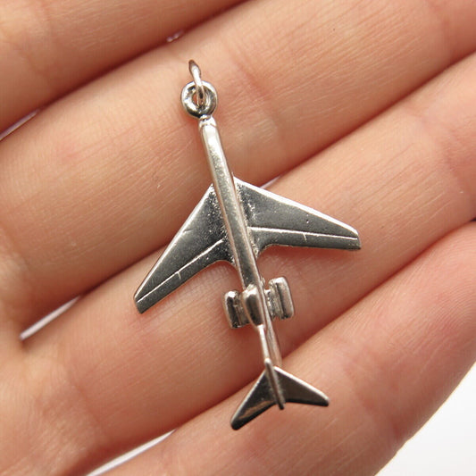 925 Sterling Silver Vintage Airplane Pendant