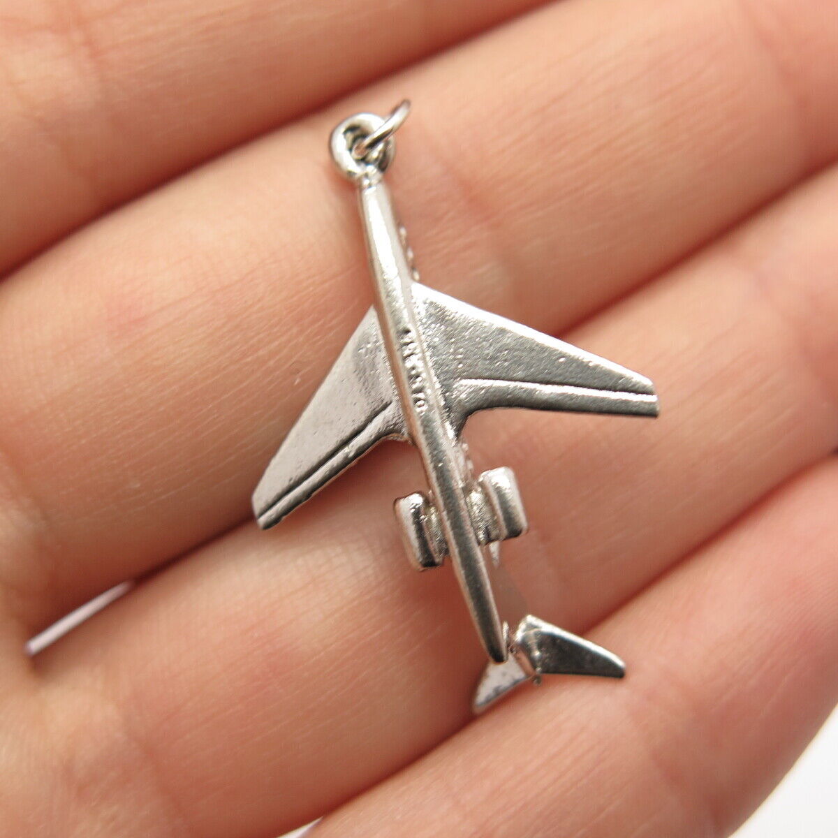 925 Sterling Silver Vintage Airplane Pendant