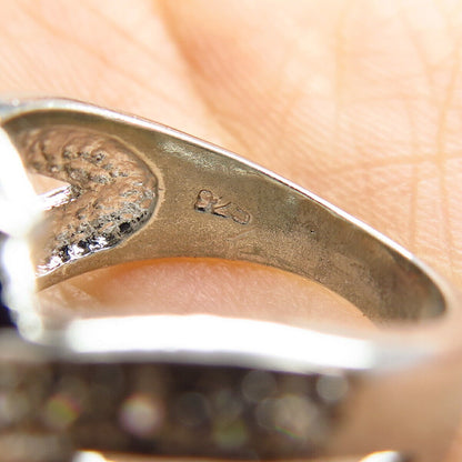 925 Sterling Silver Pave C Z Modernist Ring Size 6