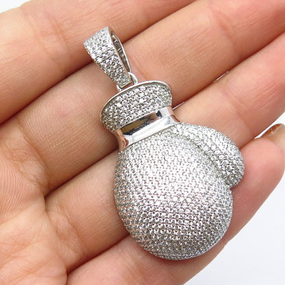 925 Sterling Silver Pave C Z Mitten Pendant