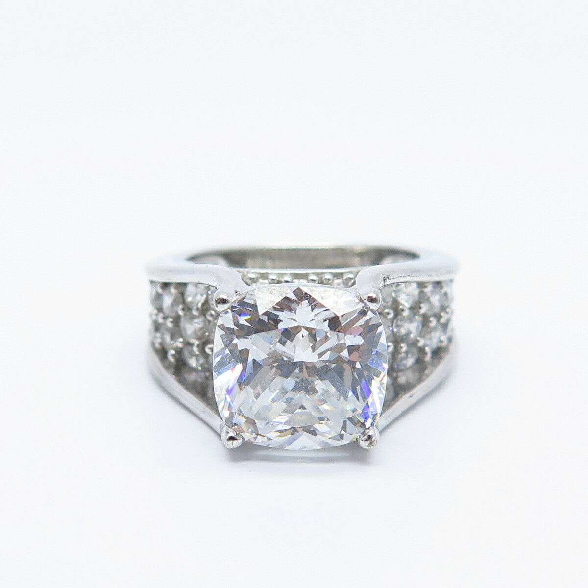 925 Sterling Silver Princess-Cut C Z Ring Size 5.75