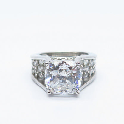 925 Sterling Silver Princess-Cut C Z Ring Size 5.75