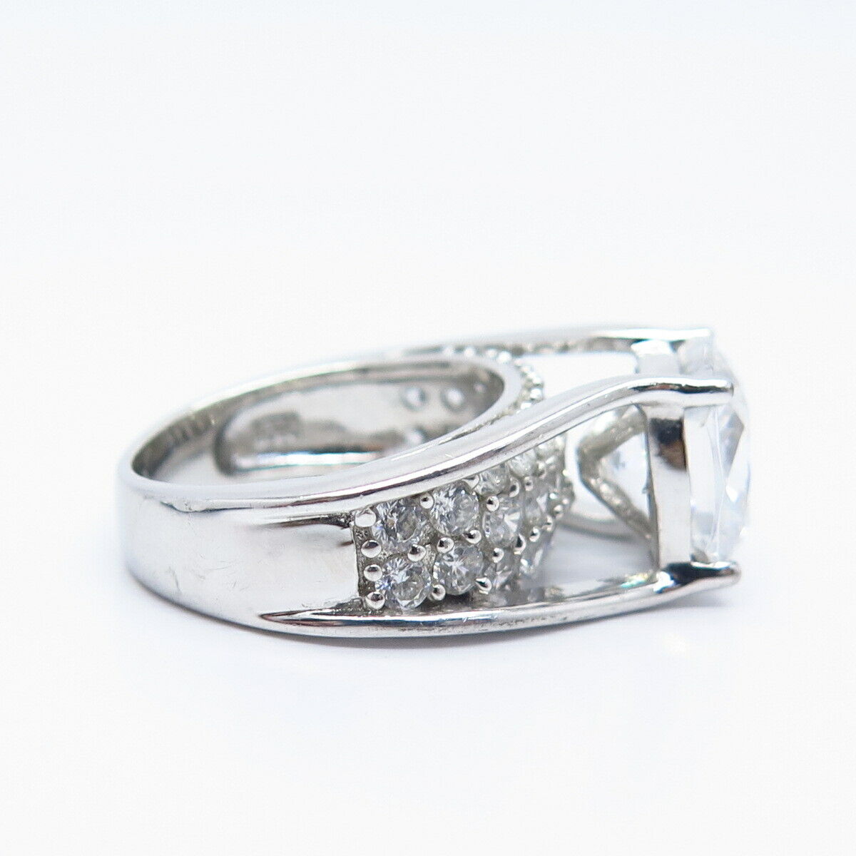 925 Sterling Silver Princess-Cut C Z Ring Size 5.75