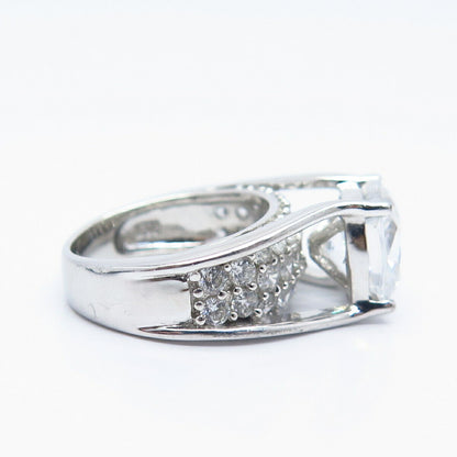 925 Sterling Silver Princess-Cut C Z Ring Size 5.75