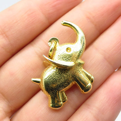 925 Sterling Silver Gold Plated Vintage Elephant For Good Luck Pendant