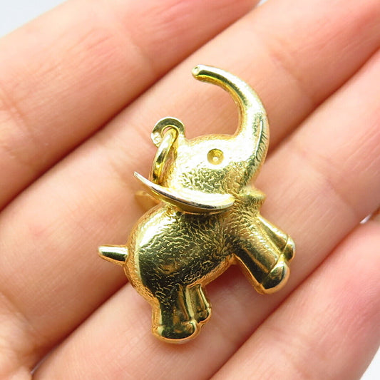 925 Sterling Silver Gold Plated Vintage Elephant For Good Luck Pendant