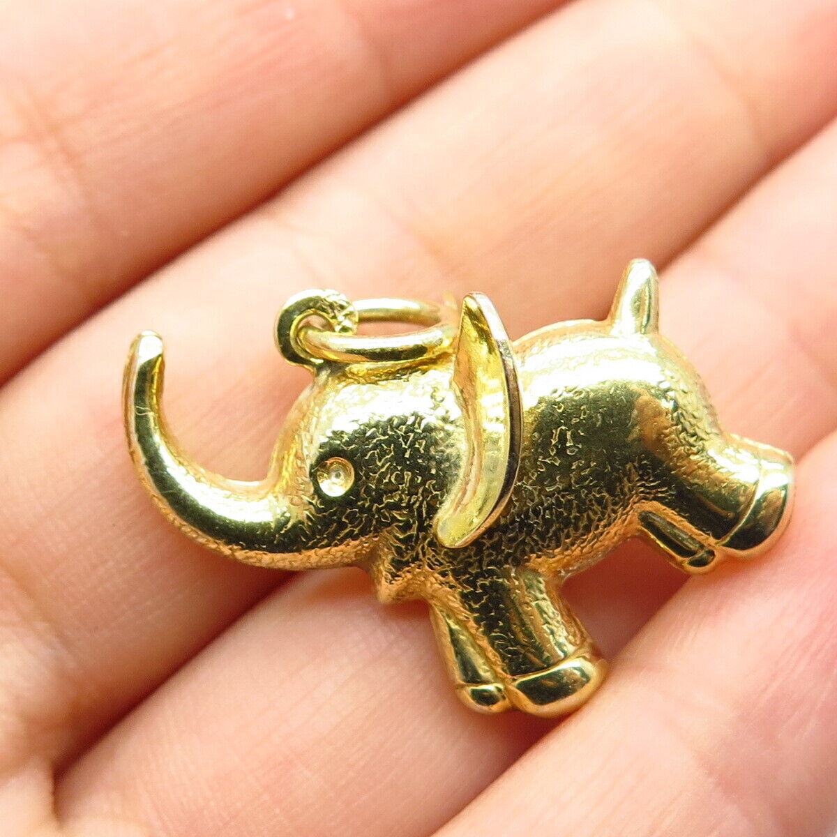 925 Sterling Silver Gold Plated Vintage Elephant For Good Luck Pendant