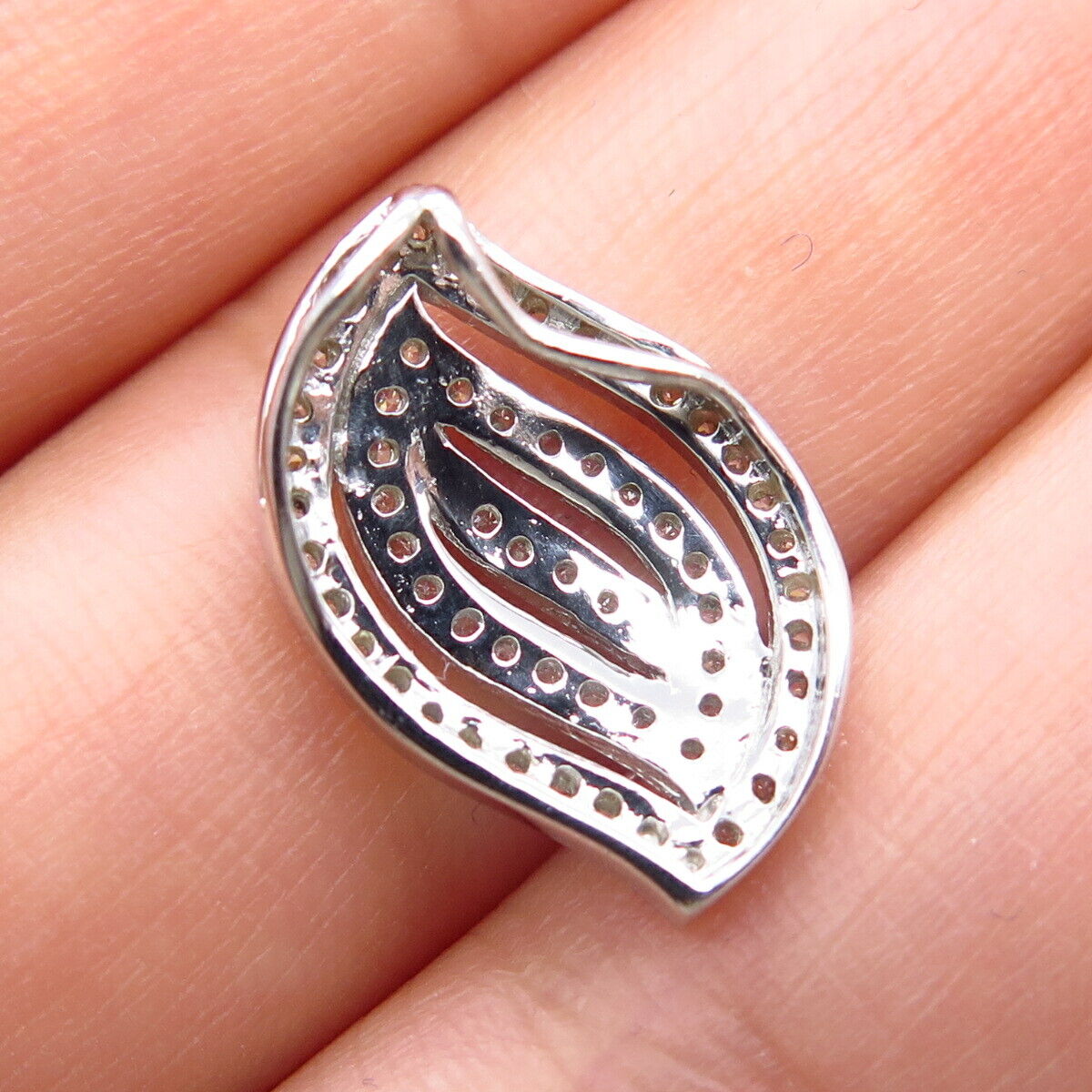 925 Sterling Silver Pave C Z Braided Slide Pendant