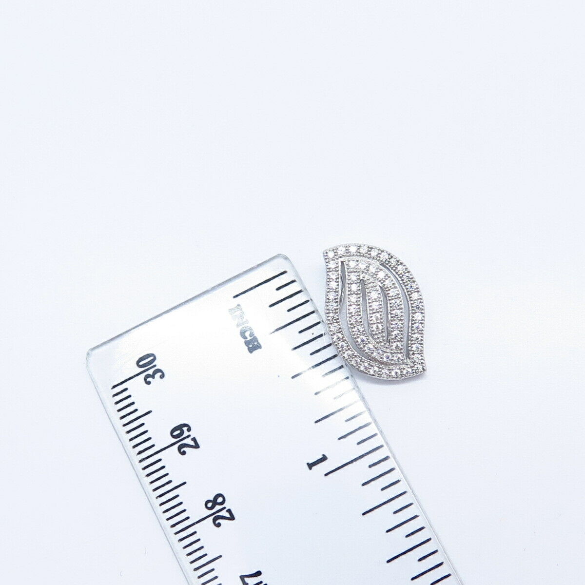 925 Sterling Silver Pave C Z Braided Slide Pendant