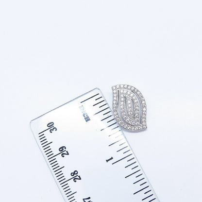 925 Sterling Silver Pave C Z Braided Slide Pendant