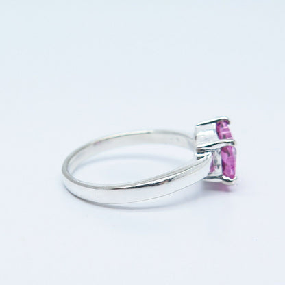 925 Sterling Silver Pink C Z Ring Size 7.75