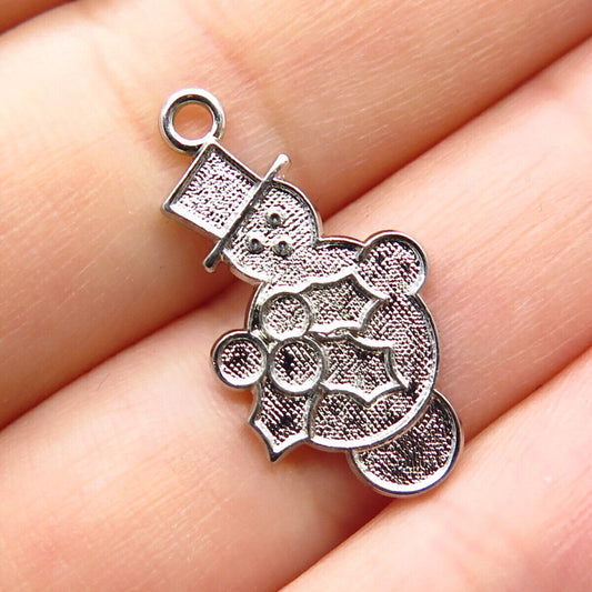 925 Sterling Silver Vintage Snowman Pendant