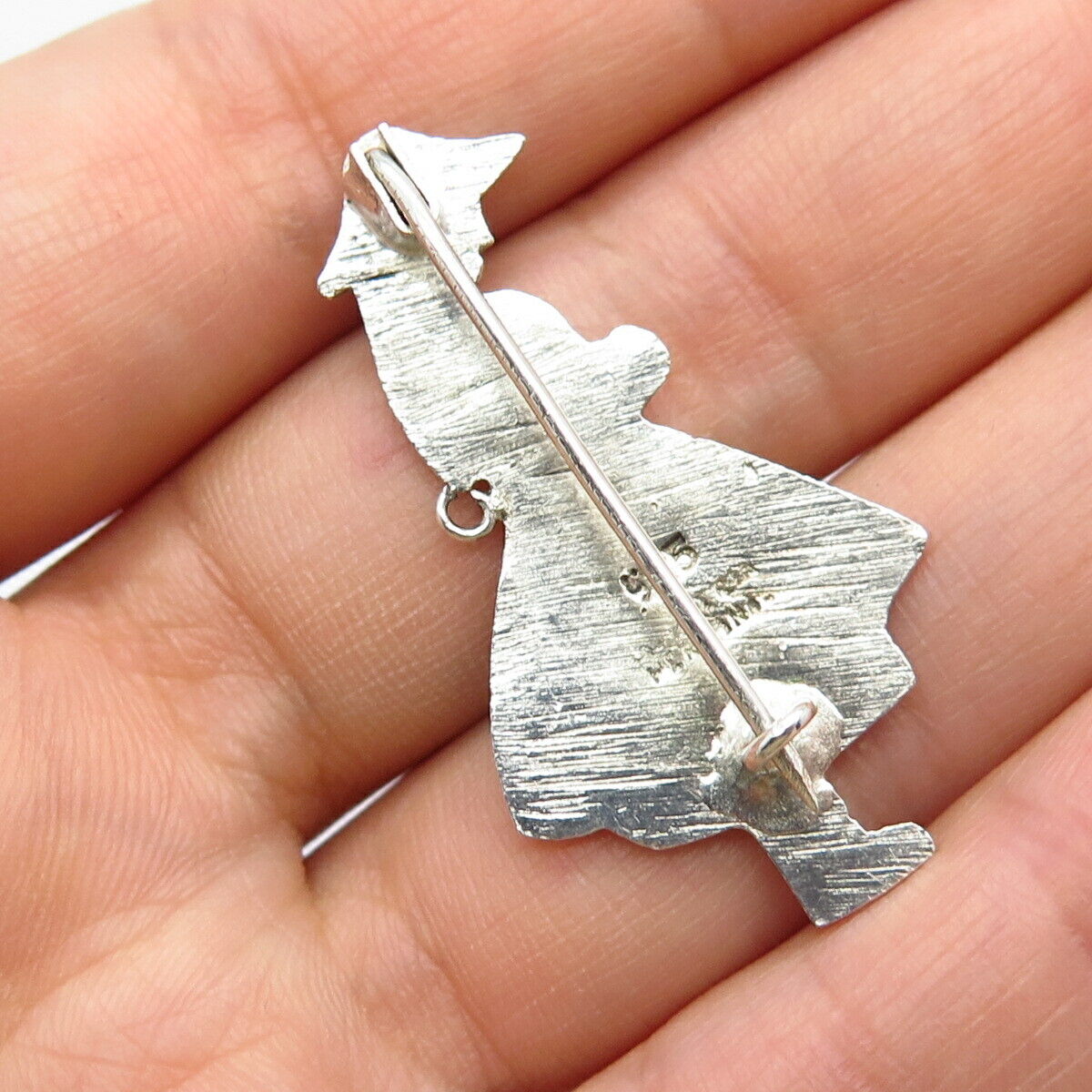 925 Sterling Silver Vintage Industria Peruana Lady Tribal Pin Brooch