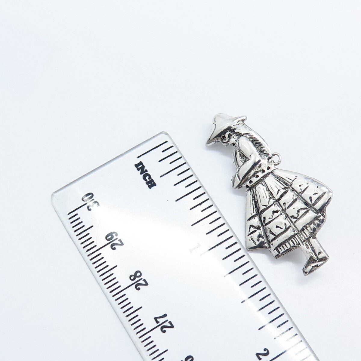 925 Sterling Silver Vintage Industria Peruana Lady Tribal Pin Brooch