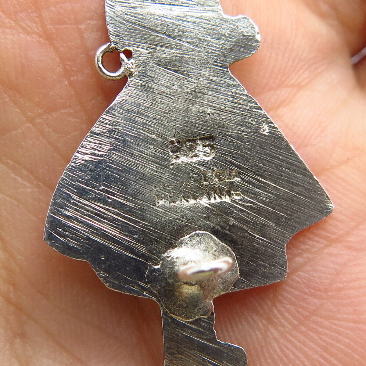 925 Sterling Silver Vintage Industria Peruana Lady Tribal Pin Brooch